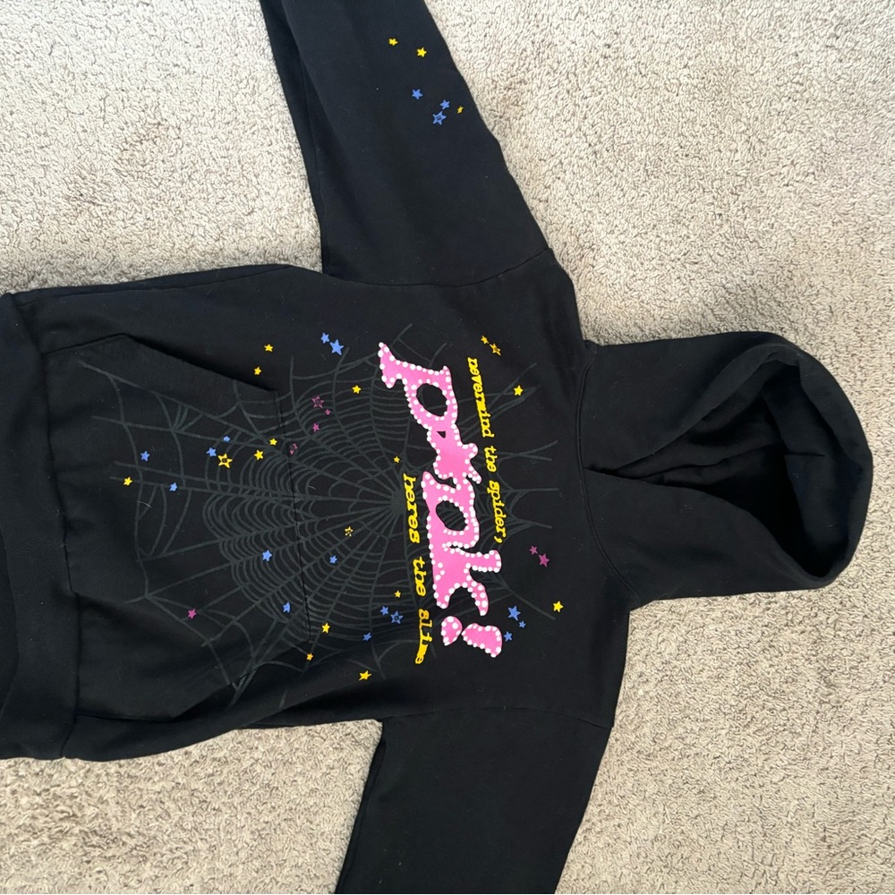 Sp5der P*nk Hoodie 'Black' Size Small